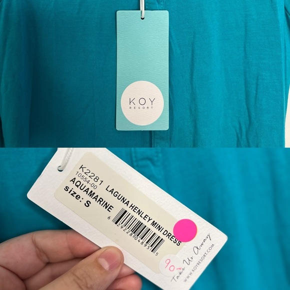 NWT Laguna Henley Mini Dress - Koy Resort - S Aquamarine - Picture 8 of 14